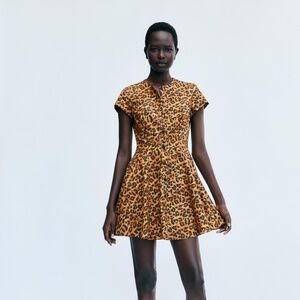 ZARA Animal Printed dress size S Leopard Short NWT